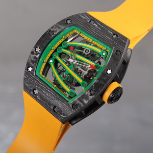 Nouvelle Montre Homme Luxe Sportive en Fibre de Carbone 2026, Verre Saphir, Bracelet Caoutchouc Orange, Boîtier Creux, Mouvement Mécanique Automatique - Product Image 4