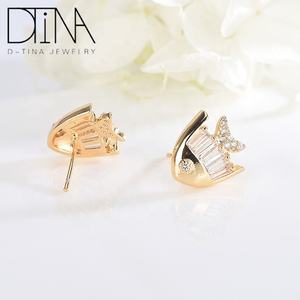DTINA 18k Oro e Argento Placcato Multi-Zircone Collana di Pesce e Orecchino Insieme Dei Monili - Product Image 3