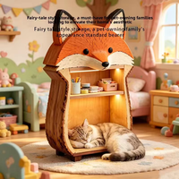 Meuble pour animaux de compagnie 2-en-1 en forme de renard, design moderne, avec éclairage LED, grand espace, faible MOQ, vente en gros