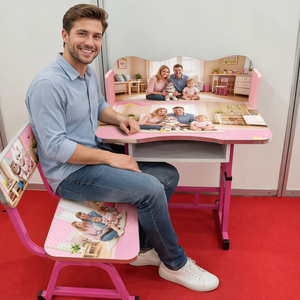 Set Tavolo e Sedie per <span class=keywords><strong>Bambini</strong></span> RHS-DC10 con Piano Bifacciale e Vano Portaoggetti, Scrivania per Attività <span class=keywords><strong>Bambini</strong></span>, Arredamento per Asilo Nido - Product Image 2