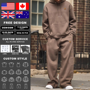 KIingSen - Conjunto de Sudadera con Capucha y Pantalones Deportivos para Hombre, con Logotipo en Relieve, de Felpa Suave, Poliéster/Algodón, Transpirable para Invierno - Product Image 3