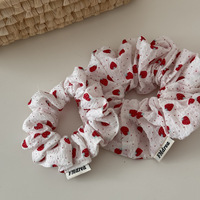 Moeder En Dochter Collectie Mooie Rode Aardbei Print Stof Haar Scrunchies Schattige Polka Dot Fruit Patroon Haarband