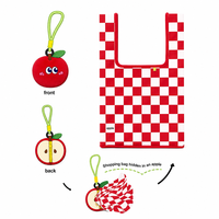 Sac de courses pliable personnalisé avec peluches réutilisables, sac écologique, porte-clés en peluche pomme, jouets
