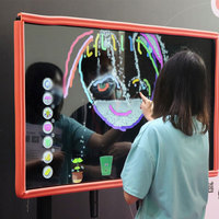 Pantalla Interactiva de Pared Táctil con Flujo de Agua para Niños, Juego de Dibujo, Pared Táctil Interactiva para Niños para Parques Infantiles Interiores y Centros Comerciales