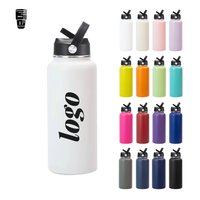 Bouteille d'eau isotherme en acier inoxydable à double paroi, à large ouverture, pour le sport, avec logo personnalisé, 18 oz et 32 oz