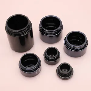 5Ml-100Ml Glas Cosmetische Zalfpotje Ronde Mannen Huidverzorging Zwarte Uv Geur Proof Container Met zwart Glanzend Cap