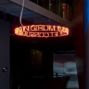 Enseigne néon <span class=keywords><strong>circulaire</strong></span> suspendue personnalisée, enseigne lumineuse <span class=keywords><strong>LED</strong></span> en acrylique, signalétique décorative commerciale à fixation au plafond - Product Image 3
