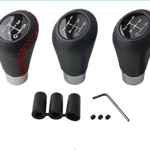 Car Gear <b>Shift</b> <b>Knob</b> Leather 5 Speed Universal Red Blue Black Stitching Ergonomic - Product Image 1