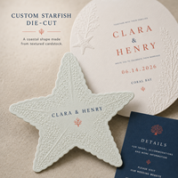 Invitation de mariage personnalisée sur le thème de la plage, invitation en papier personnalisée avec motif corail océanique en relief et découpe artistique