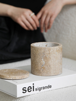 Porte-pinceaux de maquillage et plateau de vanité en pierre de travertin naturel, plateau organisateur en pierre pour café, plantes