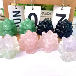 Wholesale Natural Crystal Crafts Mixed Material Nine-tailed Fox for Home Decoration Friends' Gifts