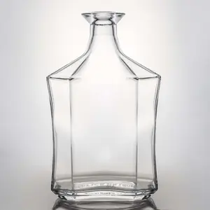 Уникальная индивидуальная форма, стеклянная бутылка емкостью 1000 мл для джина, виски, водки, текилы, стеклянная бутылка с пробкой