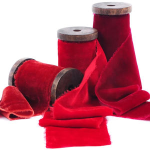 도매 DIY 하이 퀄리티 100% 폴리 에스테르 벨벳 닳은 선물 포장 리본 사용자 정의 색상 결혼식을 위한 높은 끈기 꽃다발 롤 - Product Image 3