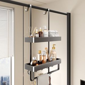 Carrito de <span class=keywords><strong>ducha</strong></span>, puerta colgante, organizador de <span class=keywords><strong>ducha</strong></span> a prueba de herrumbre, organizador de baño sin perforación, estantes de <span class=keywords><strong>ducha</strong></span> <span class=keywords><strong>con</strong></span> ganchos - Product Image 3
