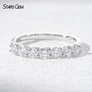 Bague éternité à sept pierres Starsgem S925, diamant de laboratoire de forme ronde de 3,2 mm - Product Image 1