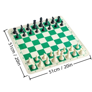 Set da <span class=keywords><strong>Scacchi</strong></span> per Tornei all'Aperto, Scacchiera Portatile in Pelle da 51cm, <span class=keywords><strong>Pezzi</strong></span> Grandi da 3,75 Pollici, Gioco di Intrattenimento con <span class=keywords><strong>Scacchi</strong></span> e Carte - Product Image 2