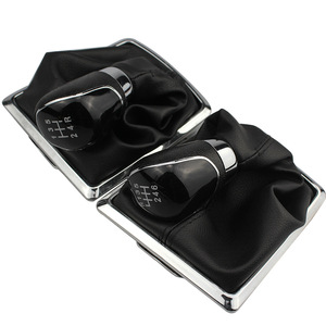 Car Gear Shift Knob Cover Leather 5 Speed 6 Speed Manual Transmission Black Silver Style Dashboard <b>Interior</b> <b>Accessory</b> - Product Image 1