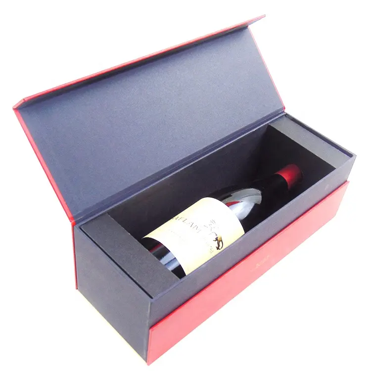 Оптовая продажа, Подарочная коробка для красного вина на заказ с магнитной крышкой, бумажная коробка