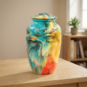 Ceramic Teardrop Urn Modern Artistic Design Pet <b>Casket</b> Durable Colorful Pattern - Product Image 4