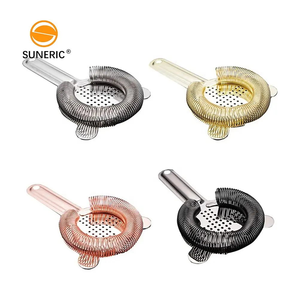 Bartender Stainless Steel Copper Gold Fine Mesh Wire Cocktail Shaker Ice Bar Julep Drink Hawthorn Strainers