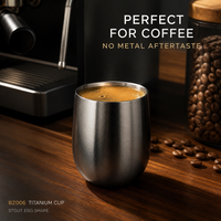 Tasse à café de luxe en titane pur TA1 de 320 ml (11 oz) en forme d'œuf, gobelet isotherme à double paroi sous vide, isolation thermique de 12 à 24 heures