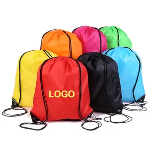 Toptan polyester spor ayakkabı sırt çantası seyahat su geçirmez özel İpli çanta ile logo