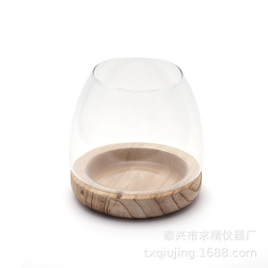 Transparent Glass Hydroponic <b>Vase</b> With Wooden Base For Indoor Plants Decorative Tabletop Use - Product Image 5