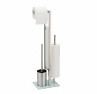 Ensemble brosse et porte-rouleau de papier toilette autoportant en acier inoxydable noir, écologique et moderne, forme carrée, pour hôtels et salles de douche