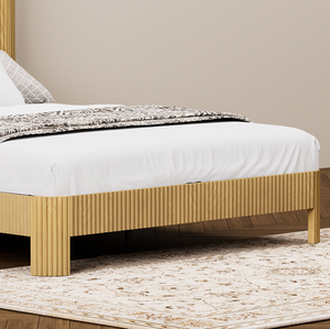 <b>Queen</b> <b>Size</b> Adjustable <b>Bed</b> Frame Storage Headboard Built-in Charging Station Wavy Curved Lines Modern Minimalist - Product Image 3