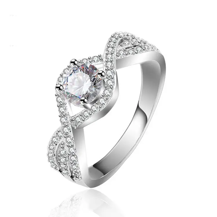 SKA New Design Joya Silver Rings Halo CZ Wedding Vintage Rings For Women