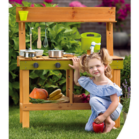 ANNA & BECK Grande Cuisine de Jeu en Bois de Pin, Station de Jeu Extérieure Durable avec Évier et Cuisinière, Jouet de Simulation de Cuisine pour Jardin et Cour Arrière 3+