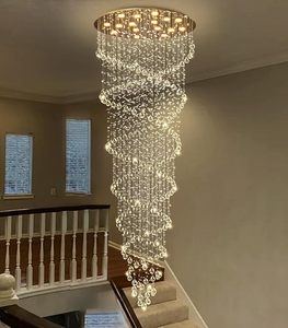 Lámpara de <span class=keywords><strong>Techo</strong></span> Moderna de Lujo con Cristales Grandes para Vestíbulo, Lámpara de Araña Estilo Lluvia con <span class=keywords><strong>LED</strong></span> para Escaleras y Pasillos - Product Image 6
