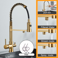 Robinet de cuisine monocommande noir filtré eau chaude et froide avec 3 trous, mélangeur d'eau pure et purifiée pour eau potable