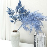 Feuilles de fougère artificielles en plastique en gros, bleues, 93 cm, 105 cm, plantes vertes artificielles, arrangement floral pour décorations de mariage