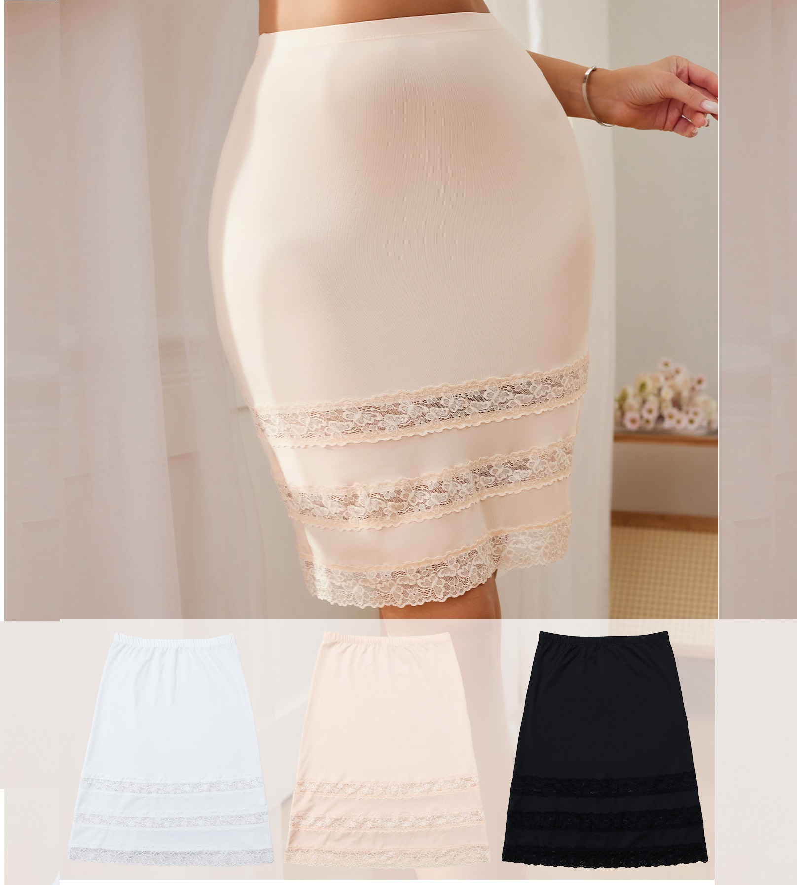 High-Waist Shaping Skirt (J41): side profile showing zones and edge stability