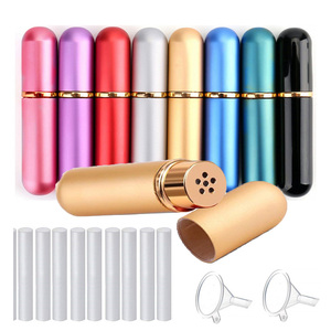 Gold Silver Black Red Pink <strong>Metal</strong> Empty Essential Oil Aromatherapy Nasal Stick Hot Stamping Glass Bottle Aluminum Blank <strong>Inhaler</strong> - Product Image 1