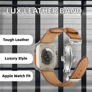 Correa de Reloj de Cuero Genuino de Lujo con Cierre de Mariposa Compatible con Apple Watch Series 8 7 6 5 4 3 2 45mm Correa de Reloj de Cuero con Dije - Product Image 2