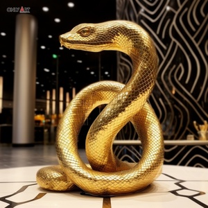 Tùy Chỉnh Trong Nhà Hội Trường Trang Trí Nội Thất Cuộc Sống Kích Thước Kim Loại Động Vật <span class=keywords><strong>Python</strong></span> Bức Tượng Khổng Lồ Thép Không Gỉ Lớp Phủ Vàng <span class=keywords><strong>Python</strong></span> Rắn Điêu Khắc - Product Image 3