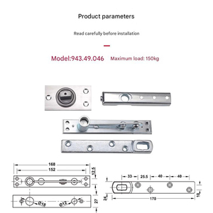 Charnières de porte pivotantes en acier inoxydable à 360 degrés, robustes, paire, installation facile, design moderne, charnières pivotantes supérieures <span class=keywords><strong>et</strong></span> inférieures - Product Image 5