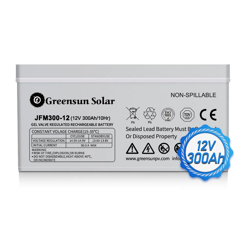 Greensun baterai penyimpanan Gel 12V 100ah 300 AH baterai surya penyimpanan 150AH 250ah baterai surya