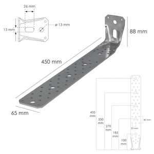 Supporto in legno con angolo rinforzato 65x88x450 mm. - Product Image 2