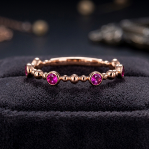 Anillo de Boda de Diamantes de Fantasía de Estilo Clásico Vintage con Zafiro Rosa Natural en Oro Rosa de 18K, Joyería Fina al por Mayor - Product Image 3