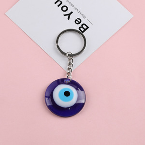 Porte-clés en résine œil turc bleu, pendentif en alliage de zinc en forme de cœur, étoile, ovale, rond, accessoire créatif - Product Image 3