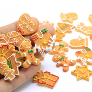 100 Piezas de Mini Comida de Resina de Simulación, Galletas Navideñas, Estrella, Árbol, Oso, Hombre de Jengibre, Cabujones para Decoración de Joyería y Fundas de Teléfono - Product Image 5
