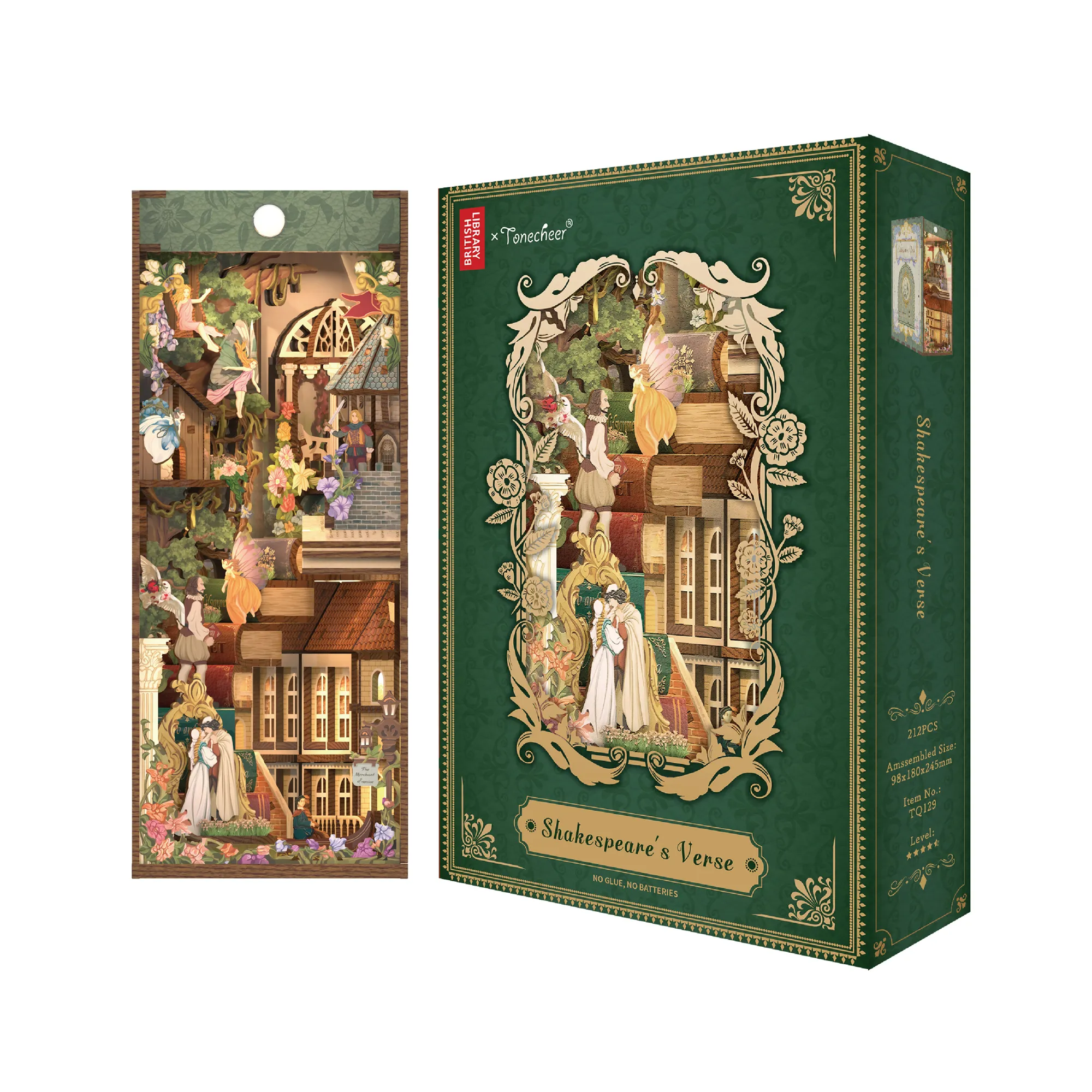 Tonecheer Puzzle Toy Shakespeare's Verse Diy Bookend Kits para adultos de marca compartida con la Biblioteca Británica Wood Craft