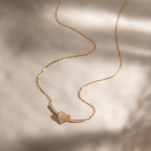 เครื่องประดับสำหรับผู้หญิง สแตนเลสสตีล 18K ประดับเพชรรูปหัวใจยิ้ม สร้อยคอแบบโซ่ O อเนกประสงค์ สร้อยคอประดับกระดูกไหปลาร้า - Product Image 2