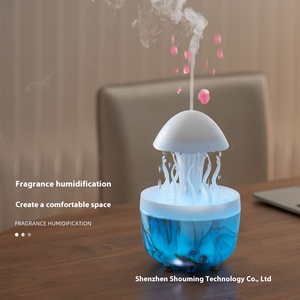 Humidificador de medusas giratorio de plástico bonito y pequeño de 300ml al por mayor difusor de nube de lluvia eléctrico remoto luz nocturna colorida para - Product Image 4