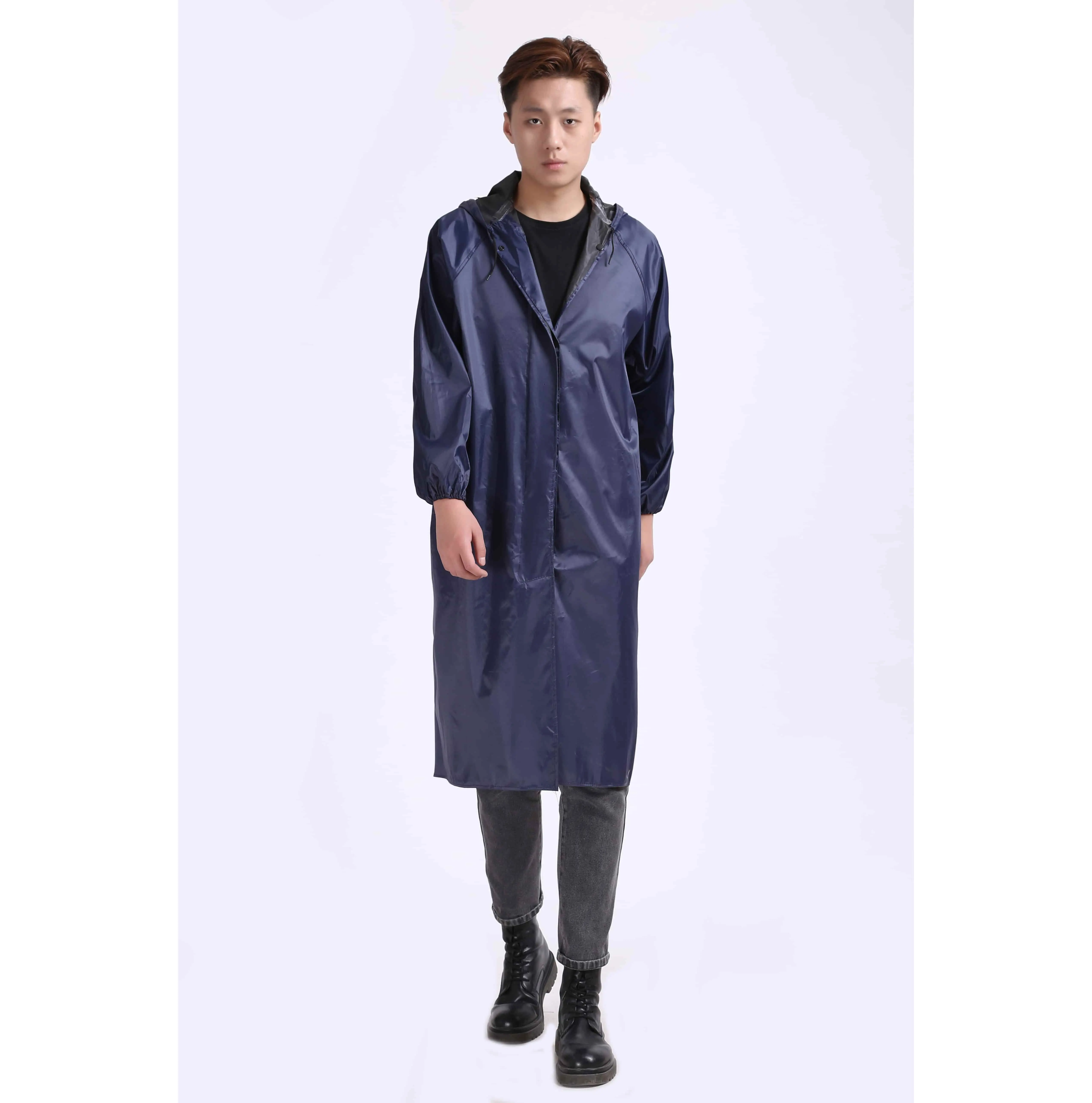 Moins cher Oxford Imperméable Oxford Tissu Réfléchissant Moto Long Imperméable Robuste Imperméable Long Manteau De Pluie Veste Pour Hommes