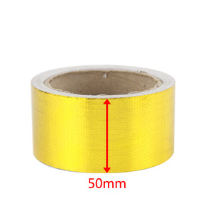 Cinta aislante para tubo de escape Poyracing, 2 pulgadas, 5 metros, escudo térmico de aleación de aluminio dorado para motor de coche - Product Image 4