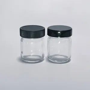 Şeffaf cam kavanoz vidalı kapak ile 1oz koku geçirmez cam ambalaj konteyner